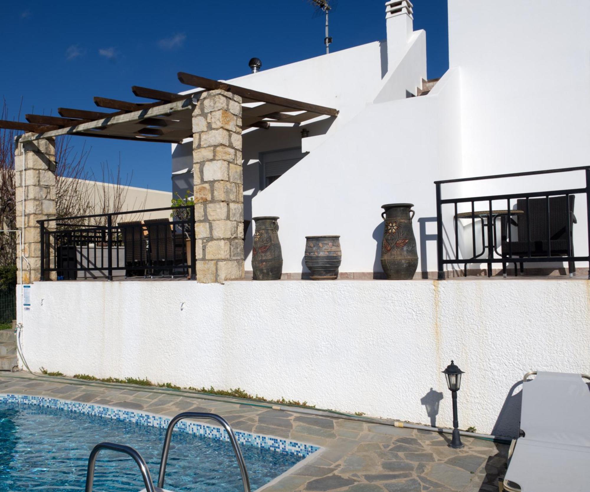 Gemuetliche Villa Mailin Priv. Pool Schoene Aussicht Skouloufia Luaran gambar